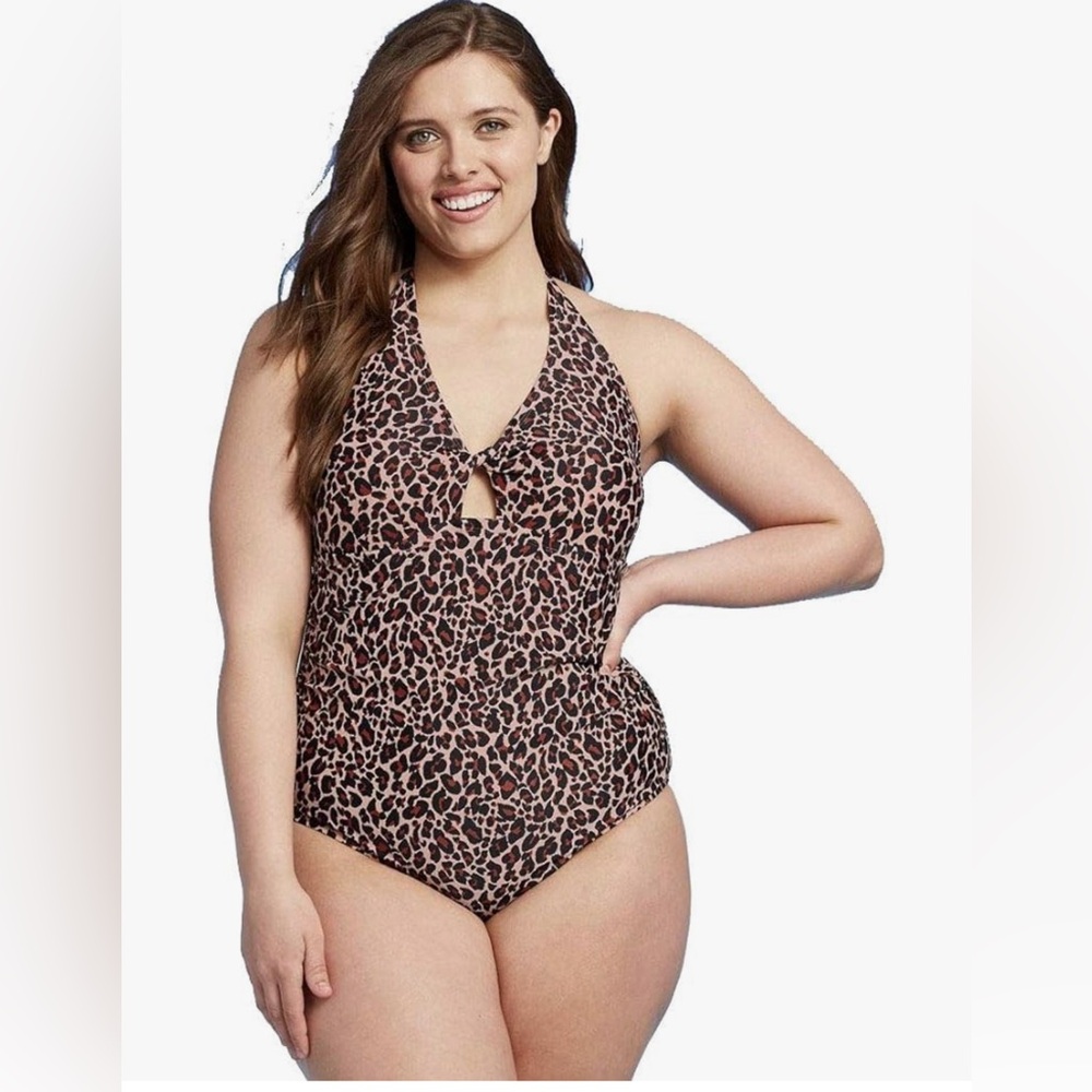 Kona Sol Twist-front One Piece Leopard Print Swimsuit